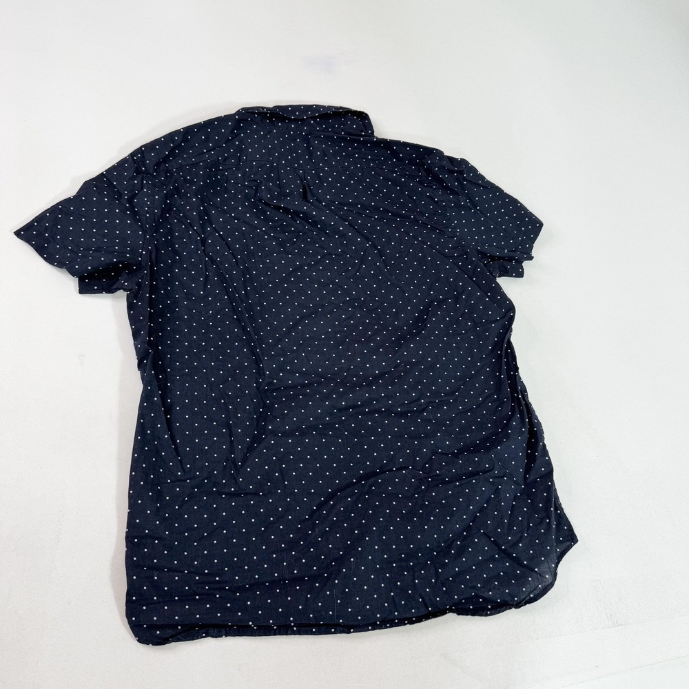 J.Crew Shirt Mens Medium Navy Slim Short Sleeve Button Front Polka Dot Cotton - Picture 6 of 7